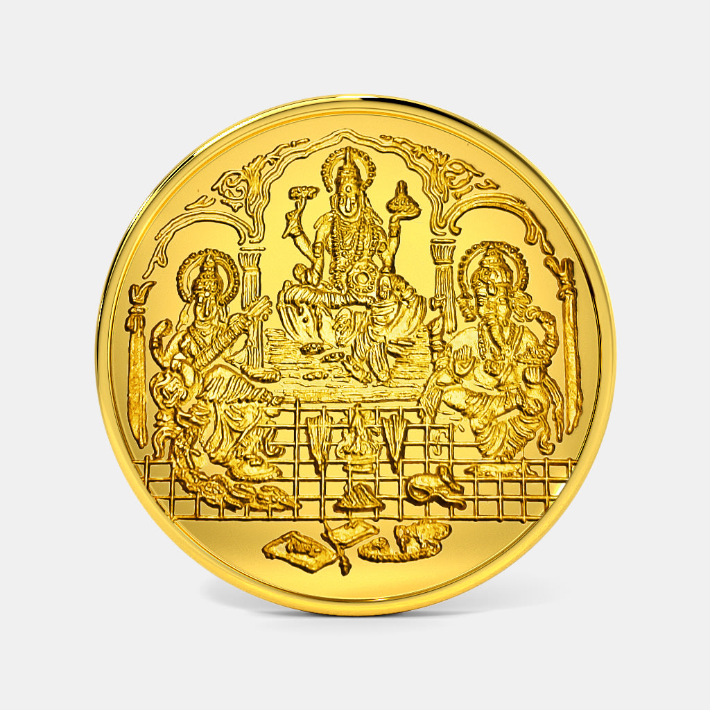 50 gram 24 KT Lakshmi Ganesh Saraswati Gold Coin