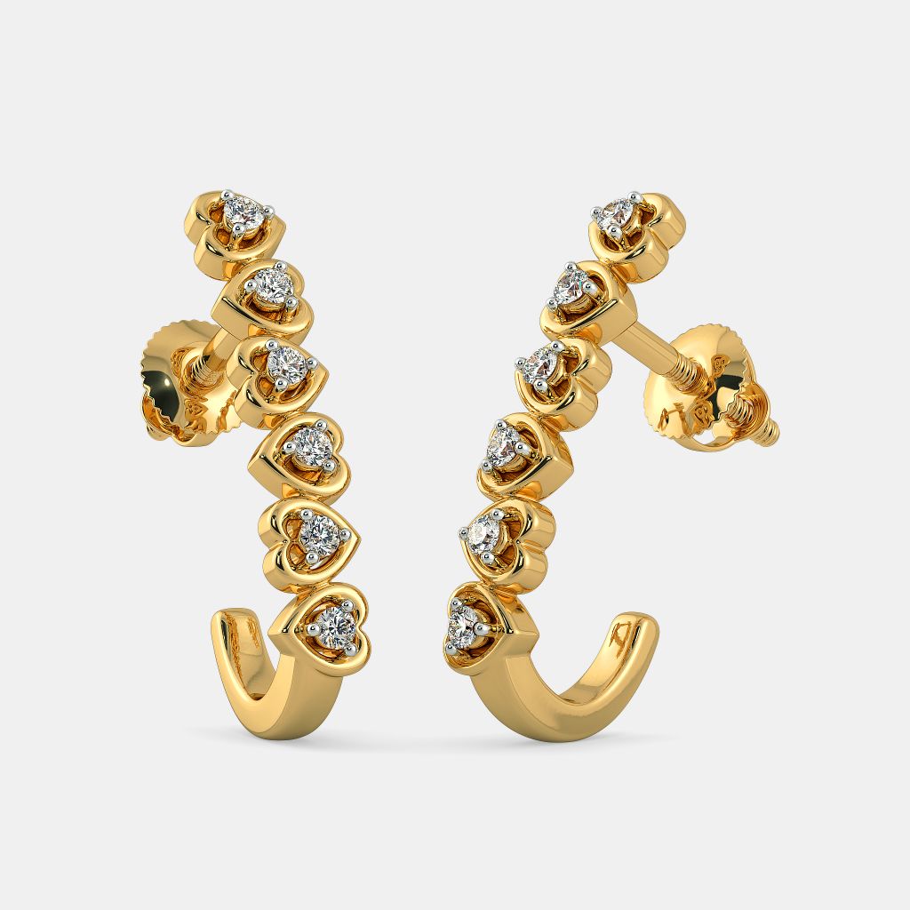 J shaped sales diamond earrings