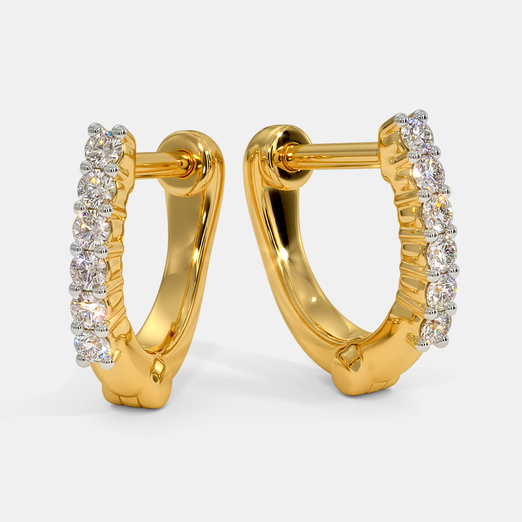 Dextera hoop earrings Small White Goldtone plated  Swarovski