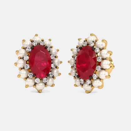 The Crimson Pearl Stud Earrings