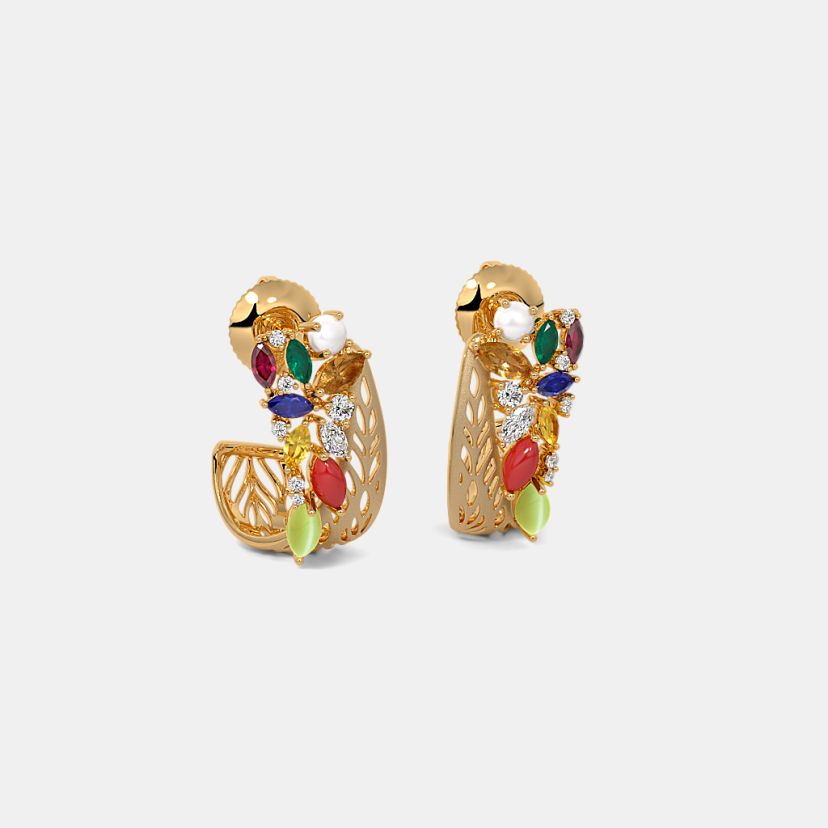 The Navani J Hoop Navaratna Earrings - image 5