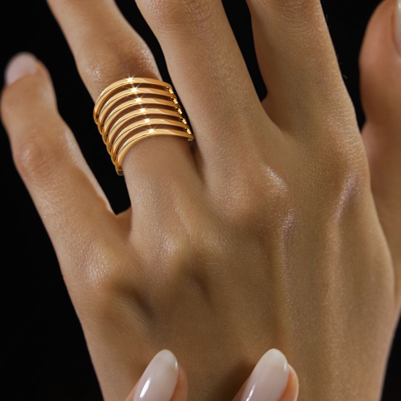 The Golden Strata Chevron Ring - image 3
