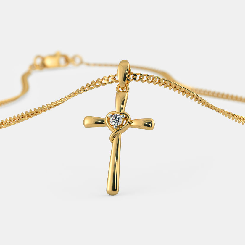 Sterling Silver Gold Diamante Cross Necklace - Lovisa