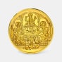 50 gram 24 KT Lakshmi Ganesh Saraswati Gold CoinFront